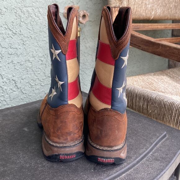 Durango Patriotic Wellington Square Toe Boots youth leather size 4 American flag - Picture 3 of 8